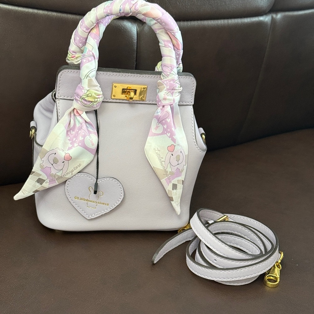 Littlebunnystore Elegant Purple and Gold Mini Bag with Structured Design